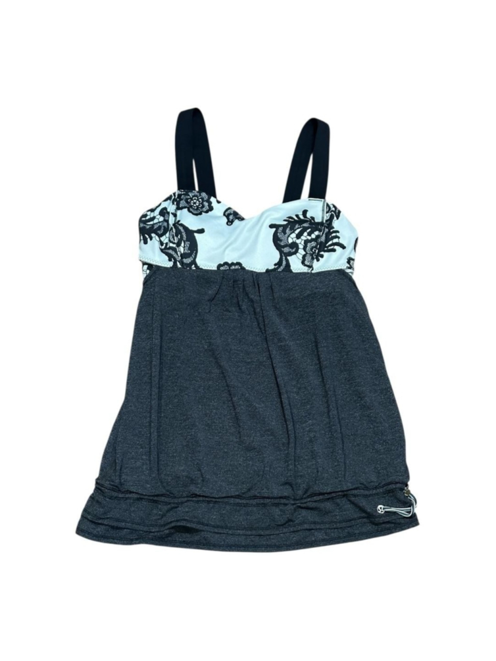 Lululemon Tank Top Womens Small Gray Floral Sweetheart Built In Bra Yoga Gym